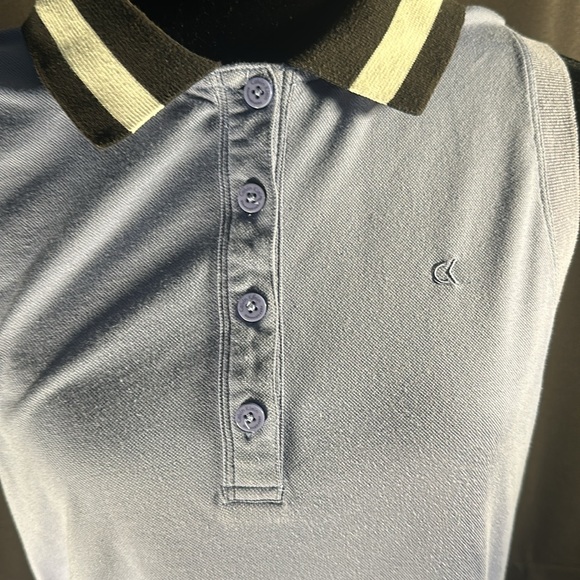 🖤 5/$30 🖤 Calvin Klein lavender purple sleeveless polo shirt black&white collar - Picture 3 of 14